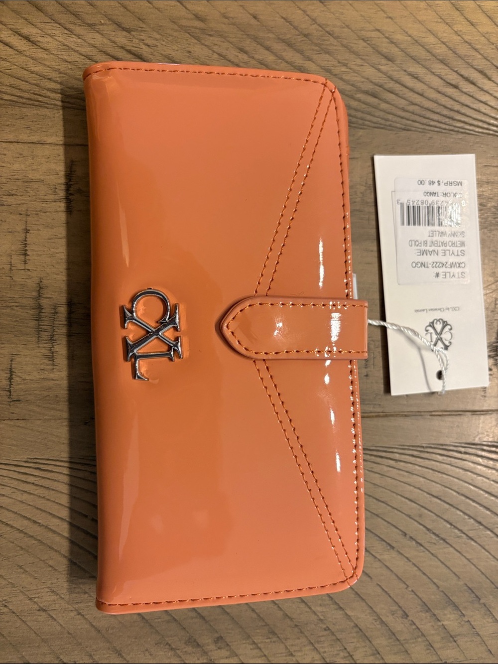 646 Christian Lacroix Patent Leather Peach Wallet